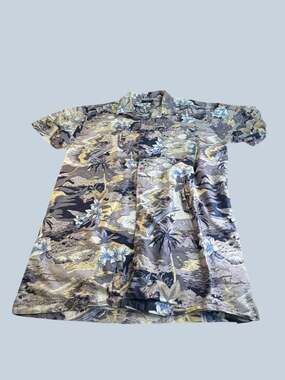 Vintage Point Zero Mens Hawaiian Tropical Palm Tree Floral Button Down Shirt XLT